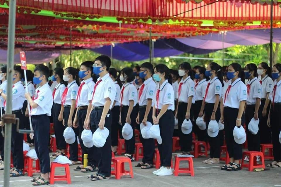 Học sinh Trường THCS thị trấn Tiên Lãng trong lễ khai giảng năm học mới 2020- 2021