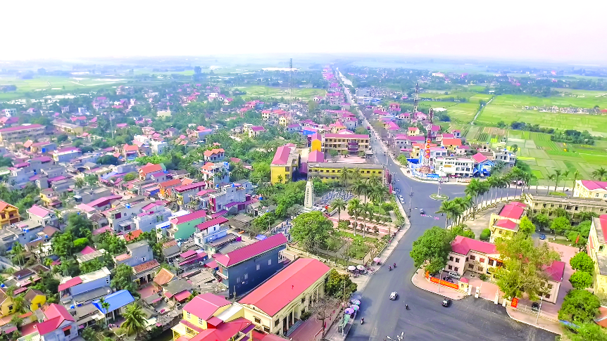 Một góc đô thị huyện Tiên Lãng nhìn từ trên cao 