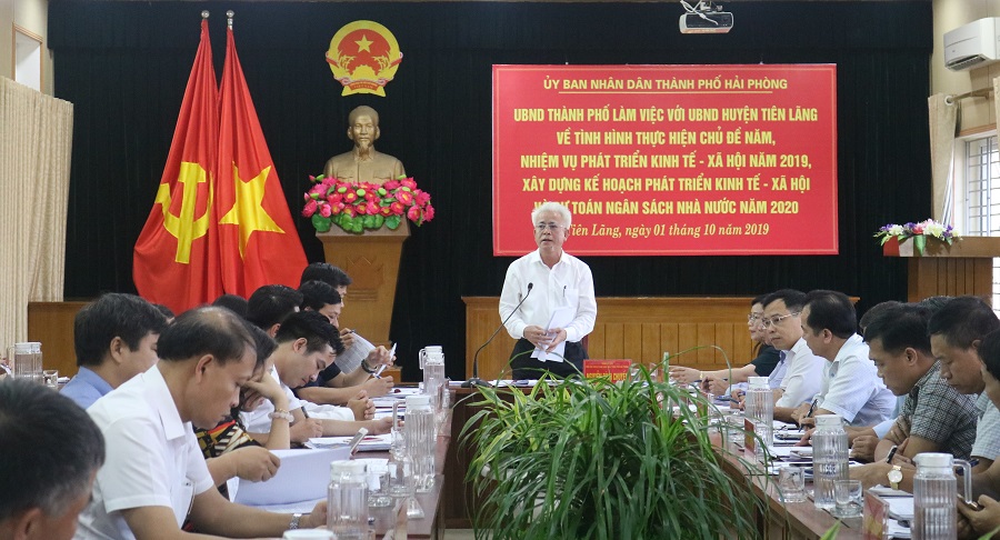 Đồng chí Nguyễn Đình Chuyến- Phó Chủ tịch UBND TP đề nghị huyện Tiên Lãng tập trung giải ngân vốn đầu tư công
