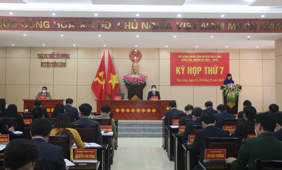 Quang cảnh kỳ họp thứ 7 HĐND huyện Tiên Lãng 