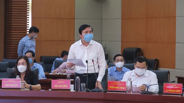 Đồng chí Trần Anh Cường, Giám đốc Sở Y tế phát biểu tại Hội nghị