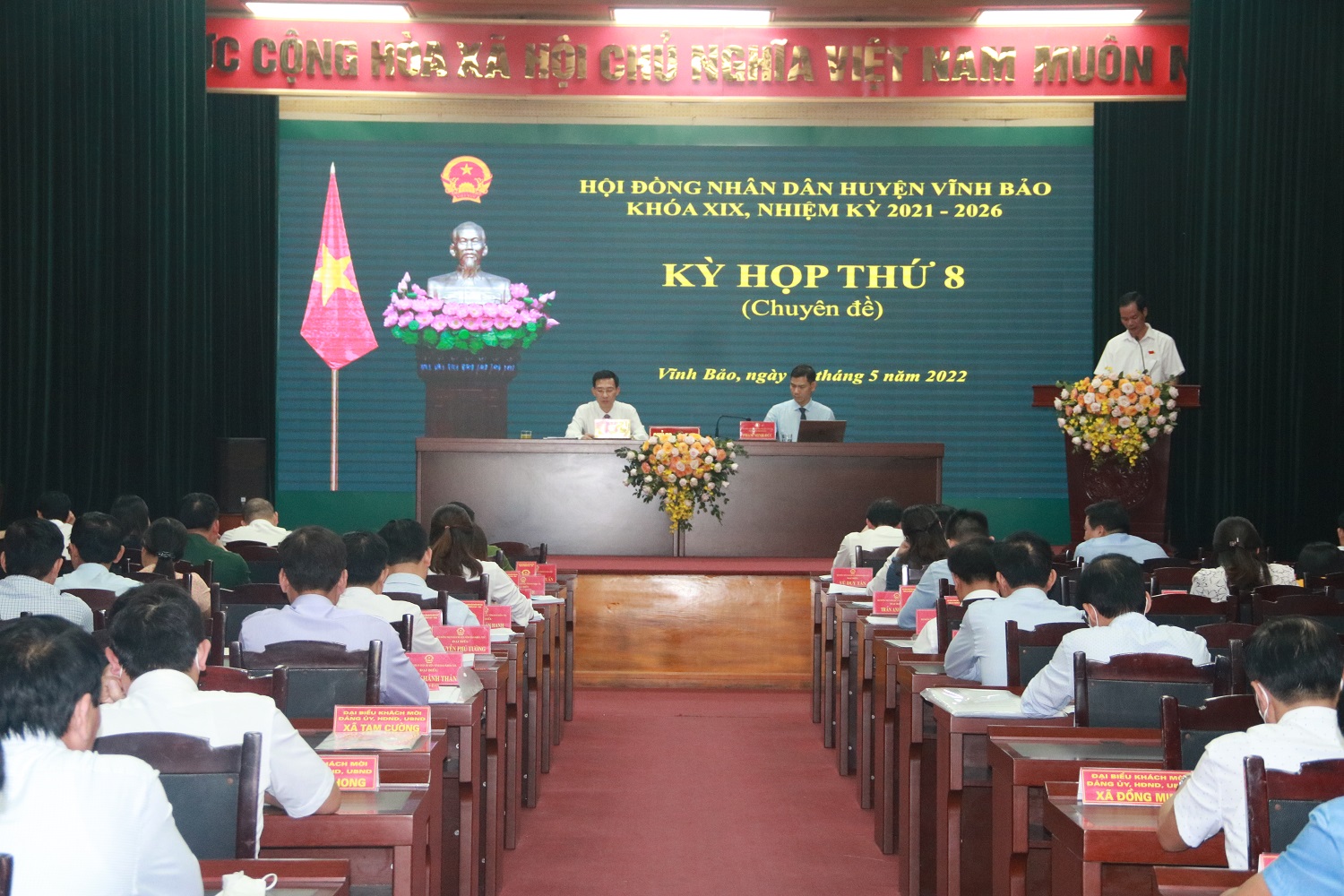 Quang cảnh kỳ họp chuyên đề lần thứ 8 HĐND huyện Vĩnh Bảo khóa 19, nhiệm kỳ 2021- 2026 