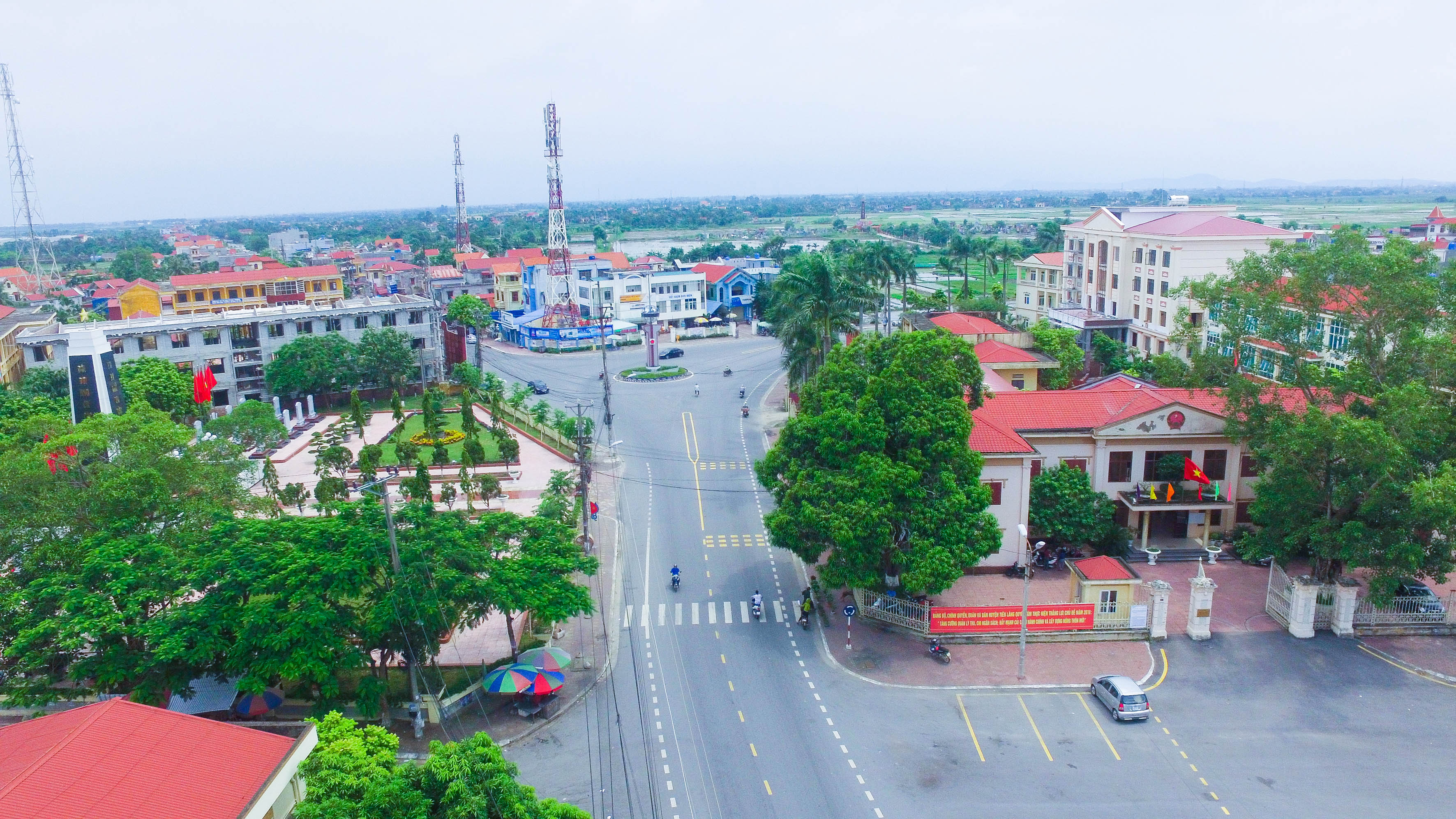 Một góc đô thị thị trấn Tiên Lãng, huyện Tiên Lãng nhìn từ trên cao