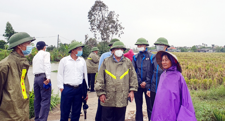 1-	Phó chủ tịch UBND thành phố Nguyễn Đức Thọ kiểm tra công tác phòng, chống bão số 8 tại xã Tiền Phong, huyện Vĩnh Bảo 