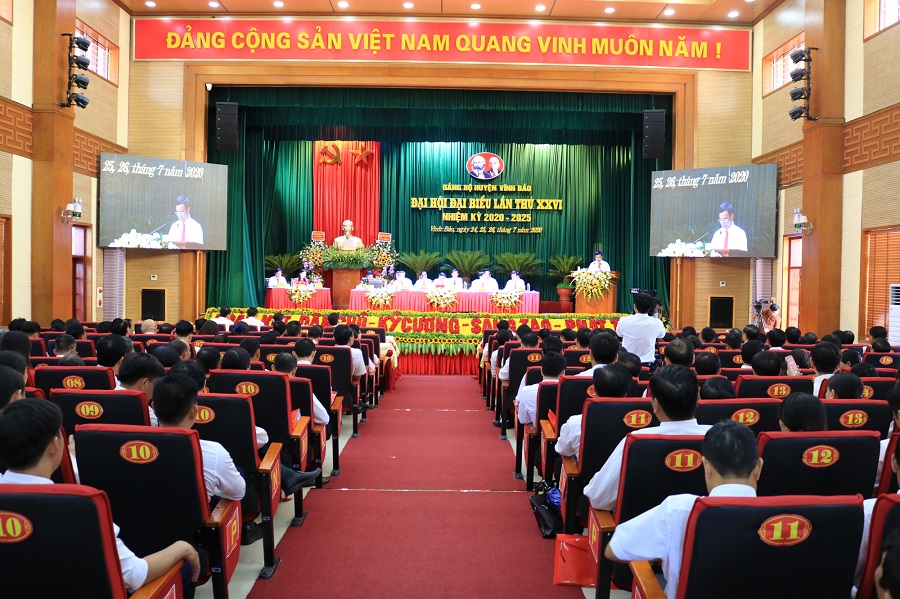 Quang cảnh phiên trù bị Đại hội đại biểu Đảng bộ huyện Vĩnh Bảo lần thứ 26, nhiệm kỳ 2020-2025