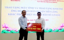 Ban Quản lý Khu kinh tế Hải Phòng và Hiệp hội doanh nghiệp Hàn Quốc tại thành phố Hải Phòng:  Trao 50 bộ máy tính và 420 triệu đồng hỗ trợ huyện Tiên Lãng khắc phục thiệt hại bão số 3