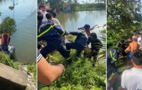 Gần 15 giờ tìm kiếm thi thể cháu bé đuối nước trên sông Giá