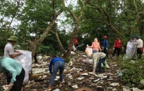 Tiến hành thu dọn rác thải nhựa tại rừng phòng hộ Tiên Hưng (Tiên Lãng)