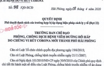 Phê duyệt danh sách các trường hợp bị áp dụng cách ly y tế (đợt 22)