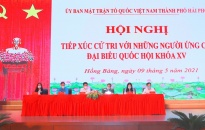 Bộ trưởng Bộ Công thương Nguyễn Hồng Diên và các ứng cử viên ĐBQH khóa XV tiếp xúc cử tri quận Hồng Bàng, huyện đảo Bạch Long Vỹ