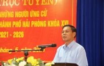 Chủ tịch UBND thành phố Nguyễn Văn Tùng cùng các ứng cử viên đại biểu HĐND TP tiếp xúc cử tri tại huyện Cát Hải