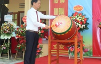 Đồng chí Đỗ Mạnh Hiến, Phó Bí thư Thường trực Thành ủy dự Lễ khai giảng năm học mới tại Trường THCS Nguyễn Bỉnh Khiêm (Vĩnh Bảo)