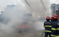 Cháy xe lu tại thôn 5, xã Bắc Sơn, huyện An Dương
