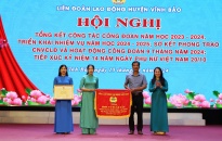 LĐLĐ huyện Vĩnh Bảo	 Biểu dương các tập thể, cá nhân có thành tích xuất sắc trong phong trào thi đua Lao động giỏi và xây dựng tổ chức công đoàn vững mạnh