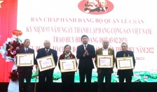 Quận ủy Lê Chân:  Kỷ niệm 93 năm Ngày thành lập Đảng cộng sản Việt Nam; trao Huy hiệu Đảng đợt 3-2-2023 và biểu dương tổ chức Đảng và Đảng viên tiêu biểu