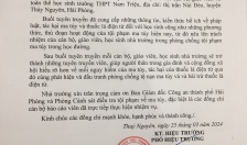 Trường THPT Nam Triệu gửi thư cảm ơn Phòng Cảnh sát ĐTTP về ma túy