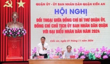 Người đứng đầu cấp ủy, chính quyền quận Kiến An đối thoại với đại biểu Nhân dân quận