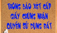 Thông báo về việc cấp giấy chứng nhận quyền sử dụng đất, quyền sở hữu nhà ở và tài sản khác gắn liền với đất cho bà Vũ Thị Minh(đại diện sử dụng đất)