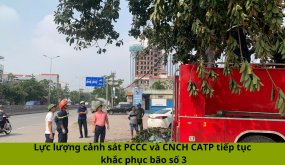 Lực lượng Cảnh sát PCCC và CNCH CATP tập trung giúp dân khắc phục hậu quả bão số 3