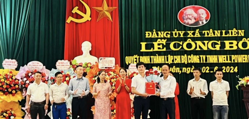 Đảng ủy xã Tân Liên (Vĩnh Bảo) Công bố quyết định thành lập Chi bộ Công ty TNHH Well Power (Việt Nam)